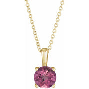 14K Yellow 4 mm Natural Pink Tourmaline 16-18" Necklace