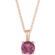 14K Rose 4 mm Natural Pink Tourmaline 16-18" Necklace