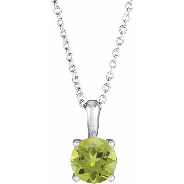 Platinum 5 mm Natural Peridot 16-18" Necklace