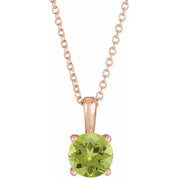 14K Rose 4 mm Natural Peridot 16-18" Necklace