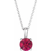 Sterling Silver 5 mm Lab-Grown Ruby 16-18" Necklace