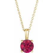 14K Yellow 4 mm Lab-Grown Ruby 16-18" Necklace