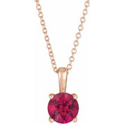 14K Rose 4 mm Lab-Grown Ruby 16-18" Necklace