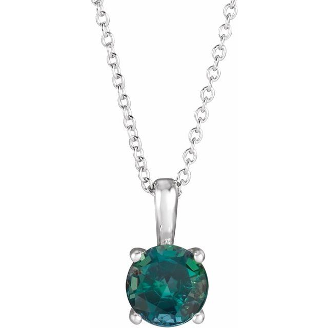 Sterling Silver 5 mm Lab-Grown Alexandrite 16-18" Necklace