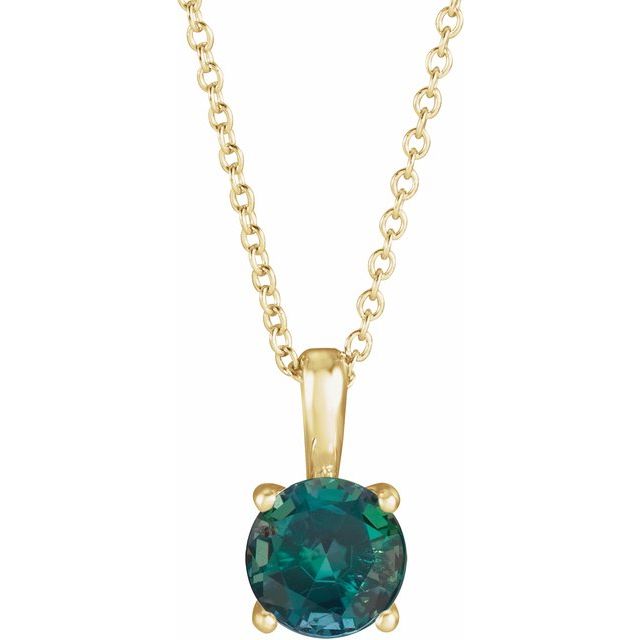14K Yellow 5 mm Lab-Grown Alexandrite 16-18" Necklace