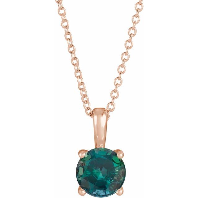 14K Rose 4 mm Lab-Grown Alexandrite 16-18" Necklace