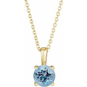 14K Yellow 5 mm Natural Aquamarine 16-18" Necklace
