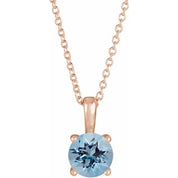 14K Rose 4 mm Natural Aquamarine 16-18" Necklace