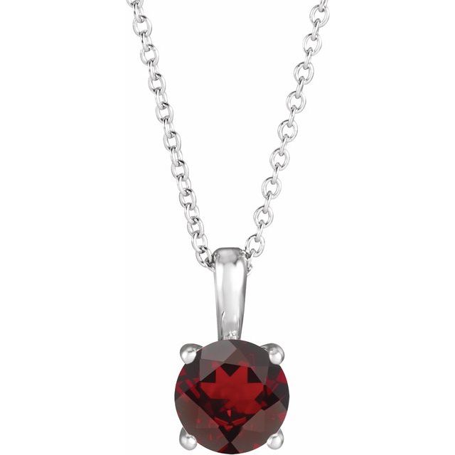 Platinum 5 mm Natural Mozambique Garnet 16-18" Necklace