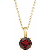 14K Yellow 4 mm Natural Mozambique Garnet 16-18" Necklace