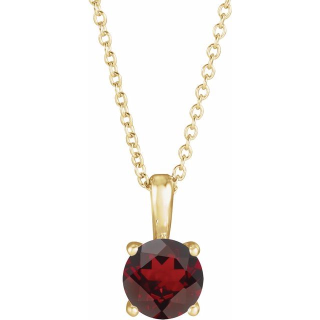 14K Yellow 4 mm Natural Mozambique Garnet 16-18" Necklace