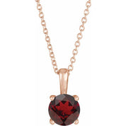 14K Rose 4 mm Natural Mozambique Garnet 16-18" Necklace