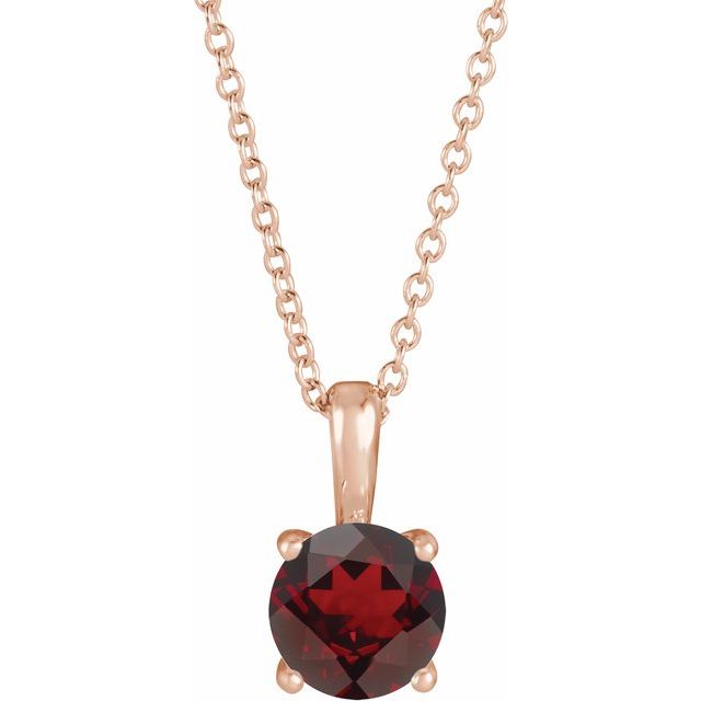 14K Rose 4 mm Natural Mozambique Garnet 16-18" Necklace
