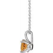 Platinum 5 mm Natural Citrine 16-18" Necklace