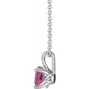 Sterling Silver 4 mm Natural Pink Tourmaline 16-18" Necklace