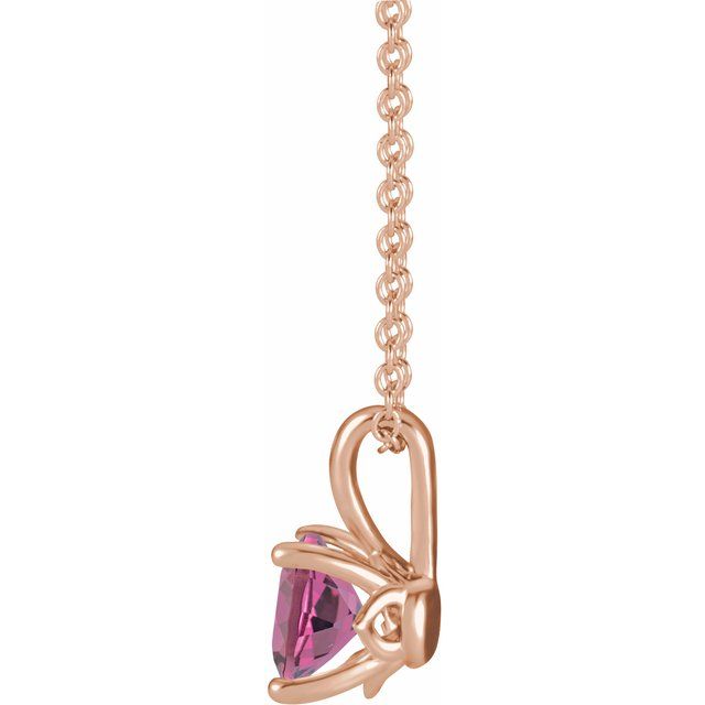 14K Rose 4 mm Natural Pink Tourmaline 16-18" Necklace
