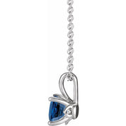 Sterling Silver 4 mm Lab-Grown Blue Sapphire 16-18" Necklace
