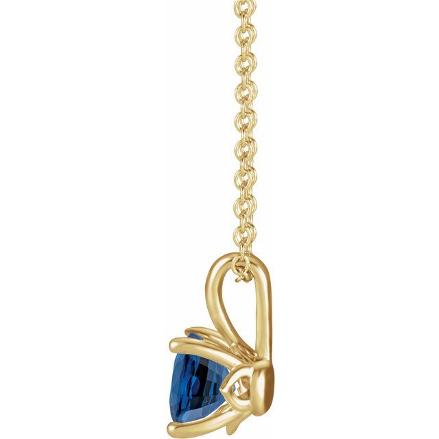 14K Yellow 6 mm Lab-Grown Blue Sapphire 16-18" Necklace