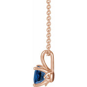 14K Rose 4 mm Lab-Grown Blue Sapphire 16-18" Necklace