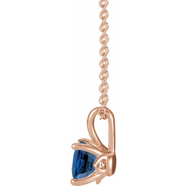 14K Rose 4 mm Lab-Grown Blue Sapphire 16-18" Necklace