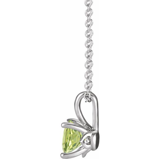Platinum 5 mm Natural Peridot 16-18" Necklace