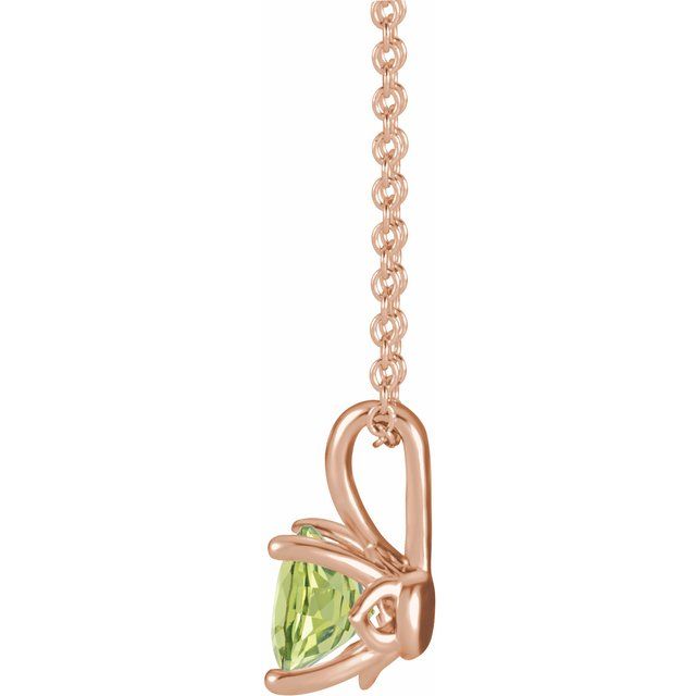 14K Rose 4 mm Natural Peridot 16-18" Necklace