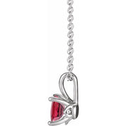 Sterling Silver 5 mm Lab-Grown Ruby 16-18" Necklace