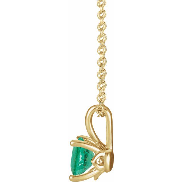14K Yellow 4 mm Lab-Grown Emerald 16-18" Necklace