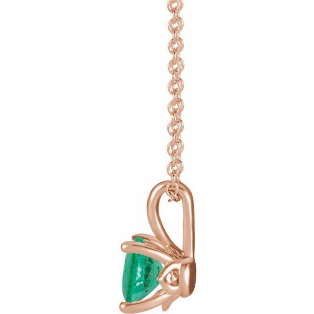 14K Rose 5 mm Lab-Grown Emerald 16-18" Necklace