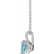 14K White 6 mm Natural Aquamarine 16-18" Necklace