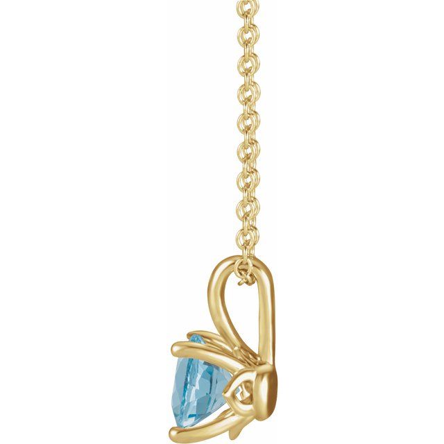 14K Yellow 5 mm Natural Aquamarine 16-18" Necklace
