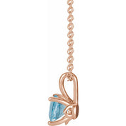 14K Rose 4 mm Natural Aquamarine 16-18" Necklace