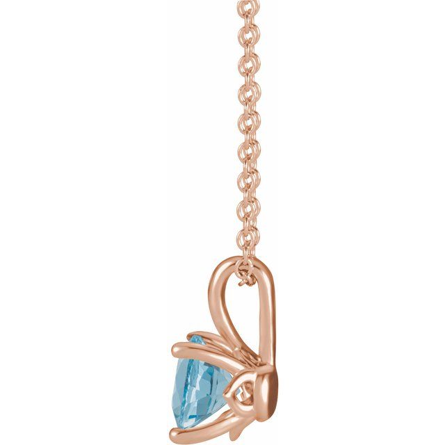 14K Rose 4 mm Natural Aquamarine 16-18" Necklace