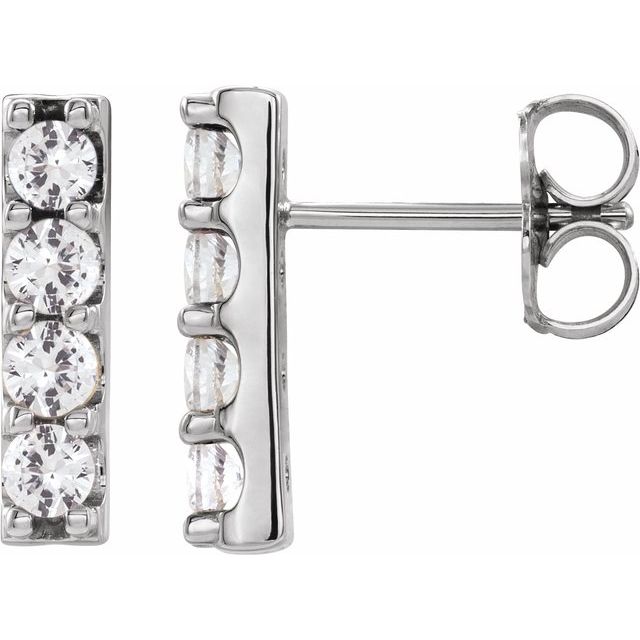 2 CTW Lab-Grown Diamond Bar Earrings