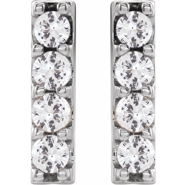 14K White 1/2 CTW Lab-Grown Diamond Bar Earrings