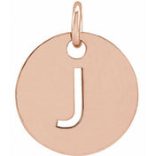 14K Rose Initial J Pendant