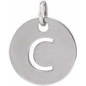 14K White Initial C Pendant