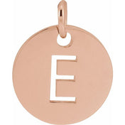 14K Rose Initial E Pendant