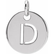 14K White Initial D Pendant
