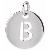 14K White Initial B Pendant