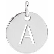 14K White Initial A Pendant