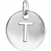 14K White Initial T Pendant