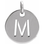 14K White Initial M Pendant