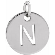 14K White Initial N Pendant