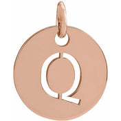 14K Rose Initial Q Pendant