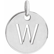 14K White Initial W Pendant