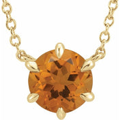 14K Yellow Natural Citrine Solitaire 18" Necklace
