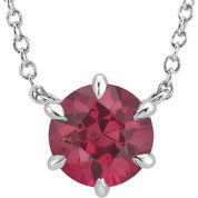 Platinum Natural Ruby Solitaire 16" Necklace