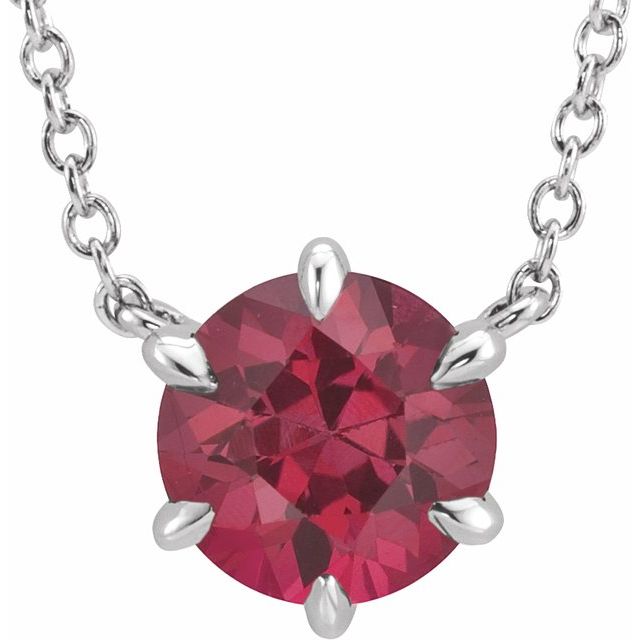 Platinum Natural Ruby Solitaire 16" Necklace