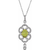 Sterling Silver Natural Peridot & .015 CTW Natural Diamond 18" Necklace